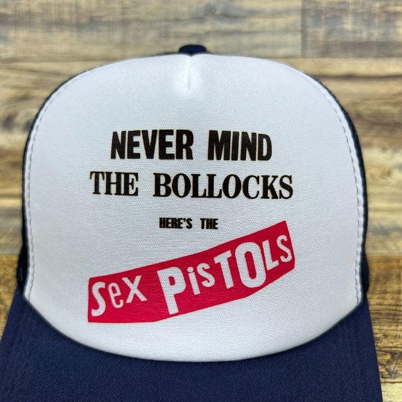 The Sex Pistols Mens Trucker Hat Navy Snapback 1977 Studio Album Punk Rock Cap - Picture 3 of 8